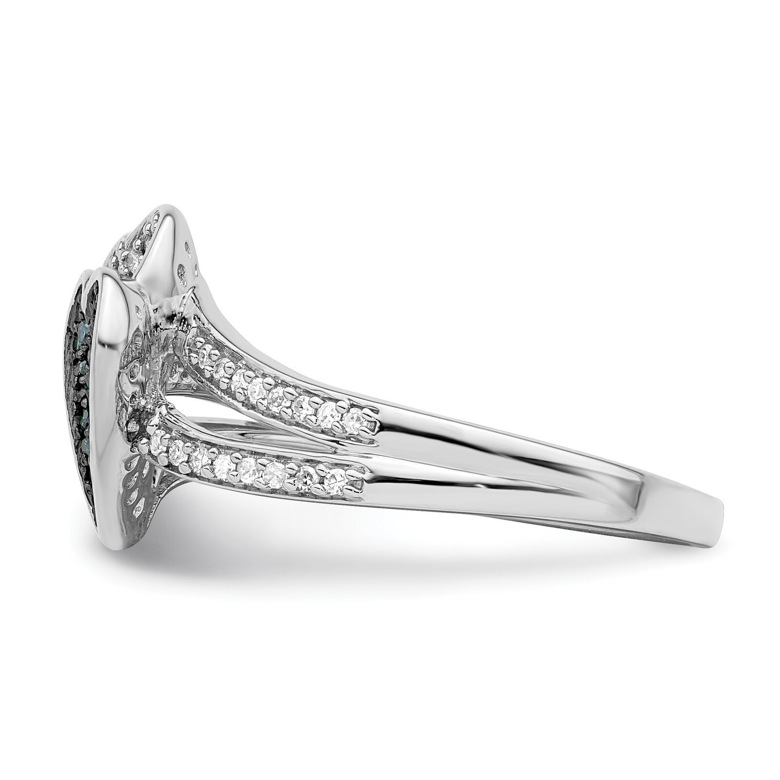 White Night Silver  Blue and White Diamond Hearts Ring QR5175 Item image 3