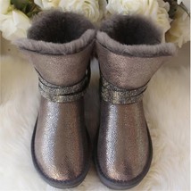 Fashio New Women Shoes Waterproof Natural Fur Wool Real Sheepskin Leather Snow B - £94.15 GBP