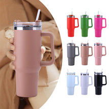 40oz Straw Coffee Insulation Cup With Handle Portable Car Stainless Steel Water - £22.64 GBP+