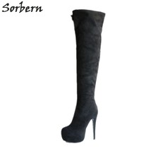 Fashion Knee High Boots Grey Women High Heel Winter Shoes Women Eu Size 34 To 46 - £243.77 GBP