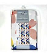 Hudson Essex Fabric Shower Curtain 72x72in Abstract Floral Blue Green Ye... - $38.11 CAD
