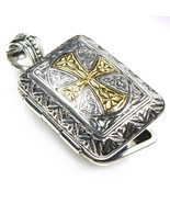  Gerochristo 3349 -Solid 18K Gold &amp; Silver Engraved Rectangular Locket P... - $945.00