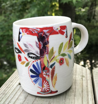 Starla M. Halfmann Anthropologie Floral Letter T Mug Coffee Tea Cup Home Office - £14.06 GBP