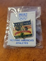 Weightlifting Team USA 1992 Barcelona Spain Summer Olympic Games Pin New - £9.36 GBP