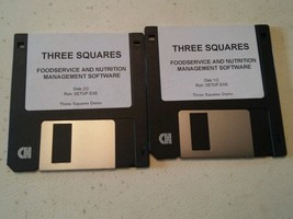 001 Vintage 3.5 Floppy Set Three Squares Foodservice Management Software Demo - £16.08 GBP