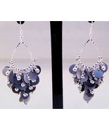Earrings Silver Color Teardrop Purple Discs Silver Balls - $10.96 CAD
