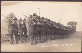 WWI Soldiers At Retreat RPPC Co. E, 5th Regiment Real Photo Postcard #152A - $19.75