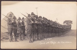 WWI Soldiers At Retreat RPPC Co. E, 5th Regiment Real Photo Postcard #152A - £15.46 GBP