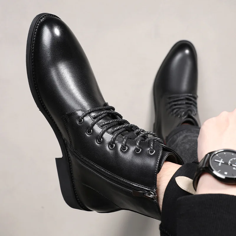 men casual business office formal dress leather boots -up flats shoes boy boot s - £128.95 GBP