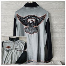 Harley Davidson Motorcycle Mens 1/4 Zip Long Sleeve Sweatshirt Size L Gray Black - £31.37 GBP