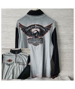 Harley Davidson Motorcycle Mens 1/4 Zip Long Sleeve Sweatshirt Size L Gr... - £31.10 GBP