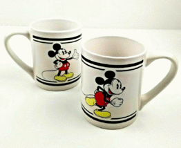  Disney Gibson Pie Eyed Mickey Mouse Mug Cup Restaurant Style Set of 2 D... - £13.84 GBP