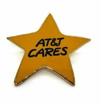 AT&amp;T Cares Yellow Star Shaped Gold Tone Hat Lapel Pin - $12.26