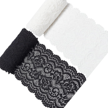 GORGECRAFT 5 Yards 2 Rolls 4 Inch Wide Stretch Elastic Lace Ribbon White... - £11.36 GBP