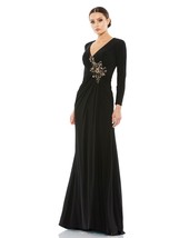 Mac Duggal 67848 Embellished Long Sleeve Jersey Gown Sz 10 Black - £140.90 GBP