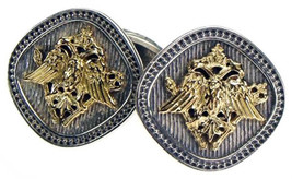  Gerochristo 7104 - Double Headed Eagle -Byzantine Gold & Silver Cufflinks  - $1,080.00