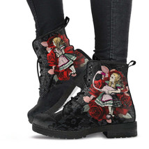 Combat boots alice in wonderland gifts 101 mint series red roses black lace print 296 thumb200