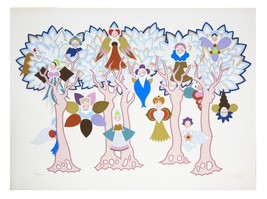 &quot; 14 Anges dans Le Bois &quot; par David Sharir Lithographie Sur Papier De 200 W / - £535.73 GBP