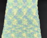 Crocheted Baby Blanket Afghan Basketweave Green Yellow Blue Handcrafted - £17.24 GBP