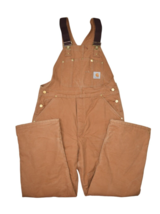 Carhartt Bibs Mens 36x30 Duck Canvas Brown Insulated Overalls Workwear R... - £46.85 GBP