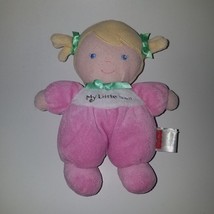 Fisher Price Pink Baby Lovey Plush My Little Doll 7.5&quot; Blond Hair Blue Eyes - £7.61 GBP