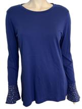 Michael Kors Women&#39;s Long Sleeve Studded Tee Shirt Blue Large - £14.93 GBP