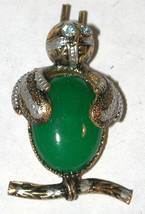 Damascene style Enamel Vintage Jelly Belly Owl/Bird Pin Funny/Cute Brooch Spain - £11.02 GBP