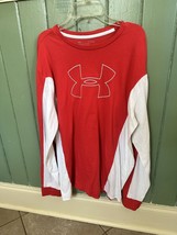 Under Armour Men’s Loose Long Sleeve Tee Red and White Size XL - £9.44 GBP