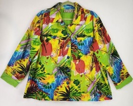 Lifestyle Jacket Womens 1X Multicolor Floral Sequin Grannycore Button Up Blazer - £35.97 GBP