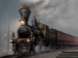 Art Wall Decor Steam Train Vintage painting Picture Printed canvas Giclee - £6.78 GBP+