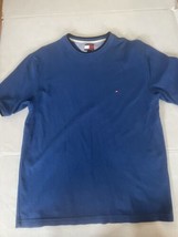 Tommy Hilfger Mens Size L Blue Short Sleeve Heavyweight Cottn Shirt - $19.74