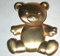 Teddy Bear Pin vintage Signed JJ gold-tone head moves - £8.65 GBP