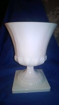 E.O.Brody White Milk Glass Art Deco Greek Key and Leaf Urn - £15.98 GBP
