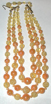 Vintage 3-strand Yellow Plastic/lucite Beads Necklace Germany - $16.50
