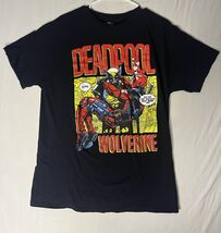 Marvel Comics Deadpool &amp; Wolverine T Shirt Men’s Size Large Black Short ... - $181.77 MXN