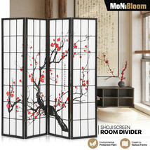 4 Panel Wood Folding[Plum Blossom]Room Divider Shoji Home Privacy Fabric... - $153.99