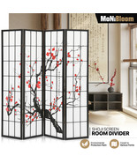 4 Panel Wood Folding[Plum Blossom]Room Divider Shoji Home Privacy Fabric... - £124.24 GBP