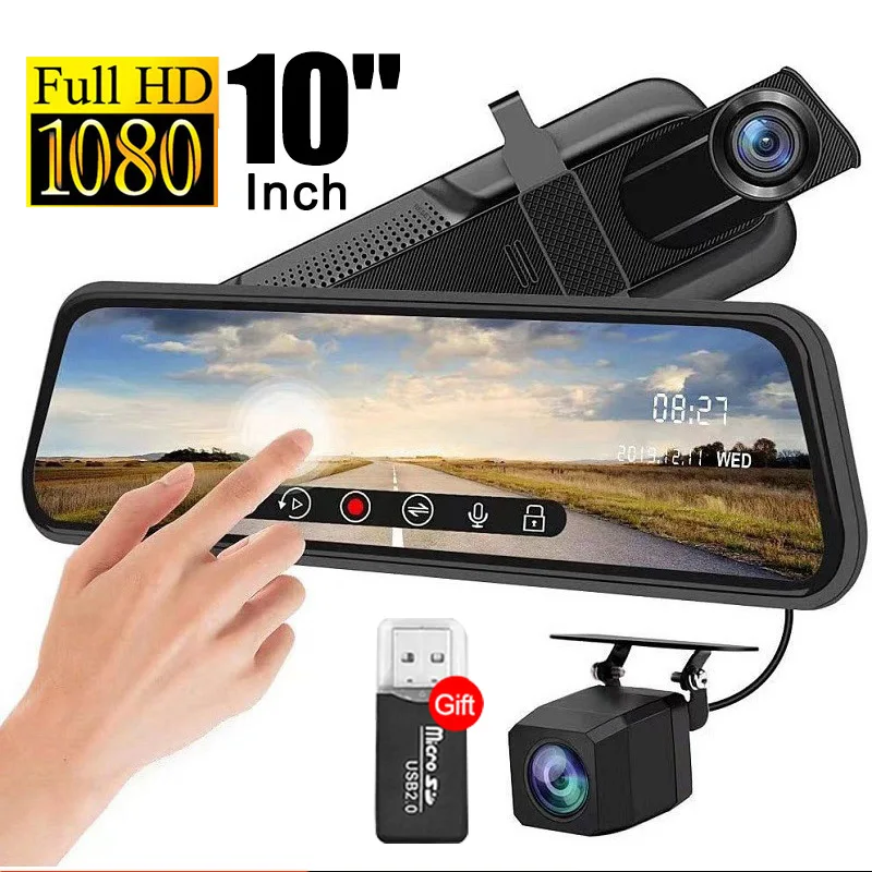 Auto Mirror Camera for Car Touch Screen Video Recorder Rearview 10&quot; Mirror Dash - £45.02 GBP+