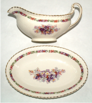 Johnson Bros. England Old English Queen&#39;s Bouquet Gravy boat with Under Plate - £20.52 GBP