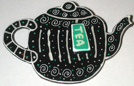 signed? handcrafted Vintage black Teapot Tea Time Pin/brooch - $10.00