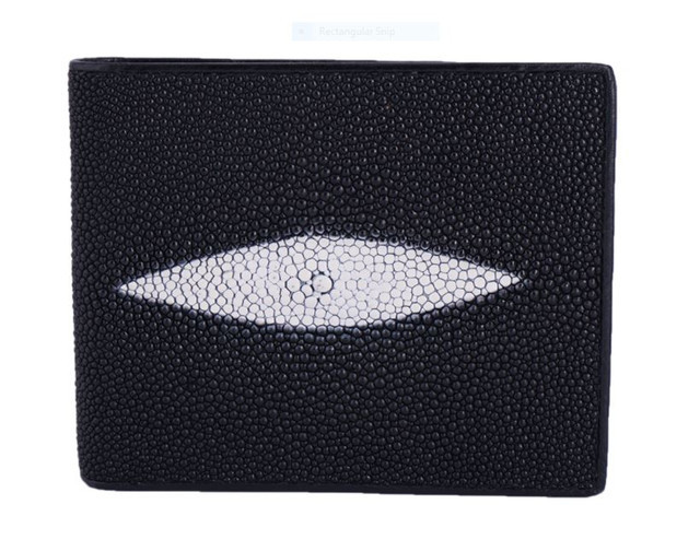 Primary image for Genuine Stingray Skin Leather Bifold Wallet for Men : Black