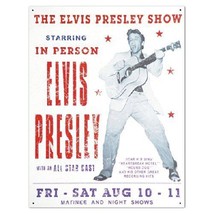 Elvis Presley Show King Of Rock &amp; Roll Distressed Retro Vintage Metal Ti... - £11.71 GBP