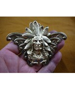 (B-NATIVE-18) Native American Chieftain HEADDRESS Butterfly brass Pin Pe... - $575.22 MXN