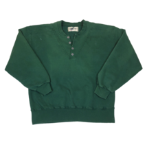 Vintage LL Bean Russell Athletic Green Henley Pullover Sweatshirt Large ... - $49.49