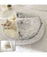 Winter Pet Dog Cat Bed Round Soft Long Plush Fluffy Cat Puppy Cave Self ... - £19.65 GBP