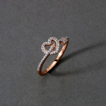 10K Rose Gold 0.12Ct TW Diamond Heart and Arrow Fashion Ring - £189.82 GBP