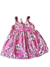 Aloha Republic Hawaiian 2T Sundress Girl Pink Sun Dress Floral Strap Tie Vtg. - £9.49 GBP