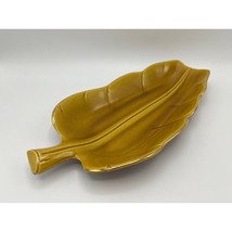 TREASURE CRAFT Ceramic Palm Leaf Platter w/ Faux Wood Design Serving Tray Dish - £22.34 GBP