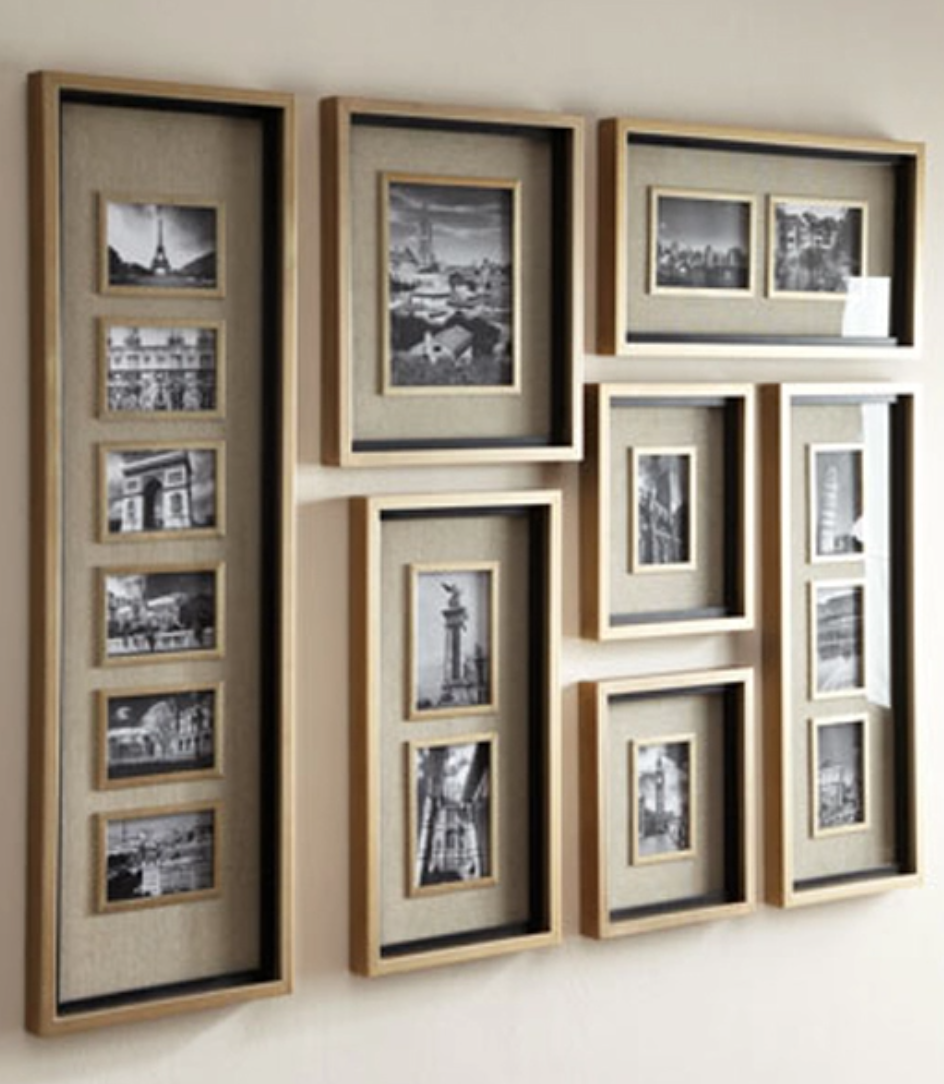 Set 7 Wall Collage Multi Photo Frames Antiqued Silver Leaf Wood Picture Horchow - £336.36 GBP