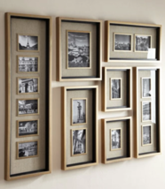 Set 7 Wall Collage Multi Photo Frames Antiqued Silver Leaf Wood Picture Horchow - £334.74 GBP